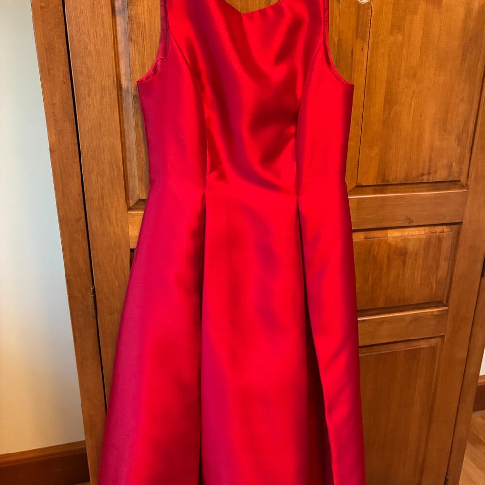Adrianna Papell Red Mikado Dress Size 8 - Picture 3 of 12